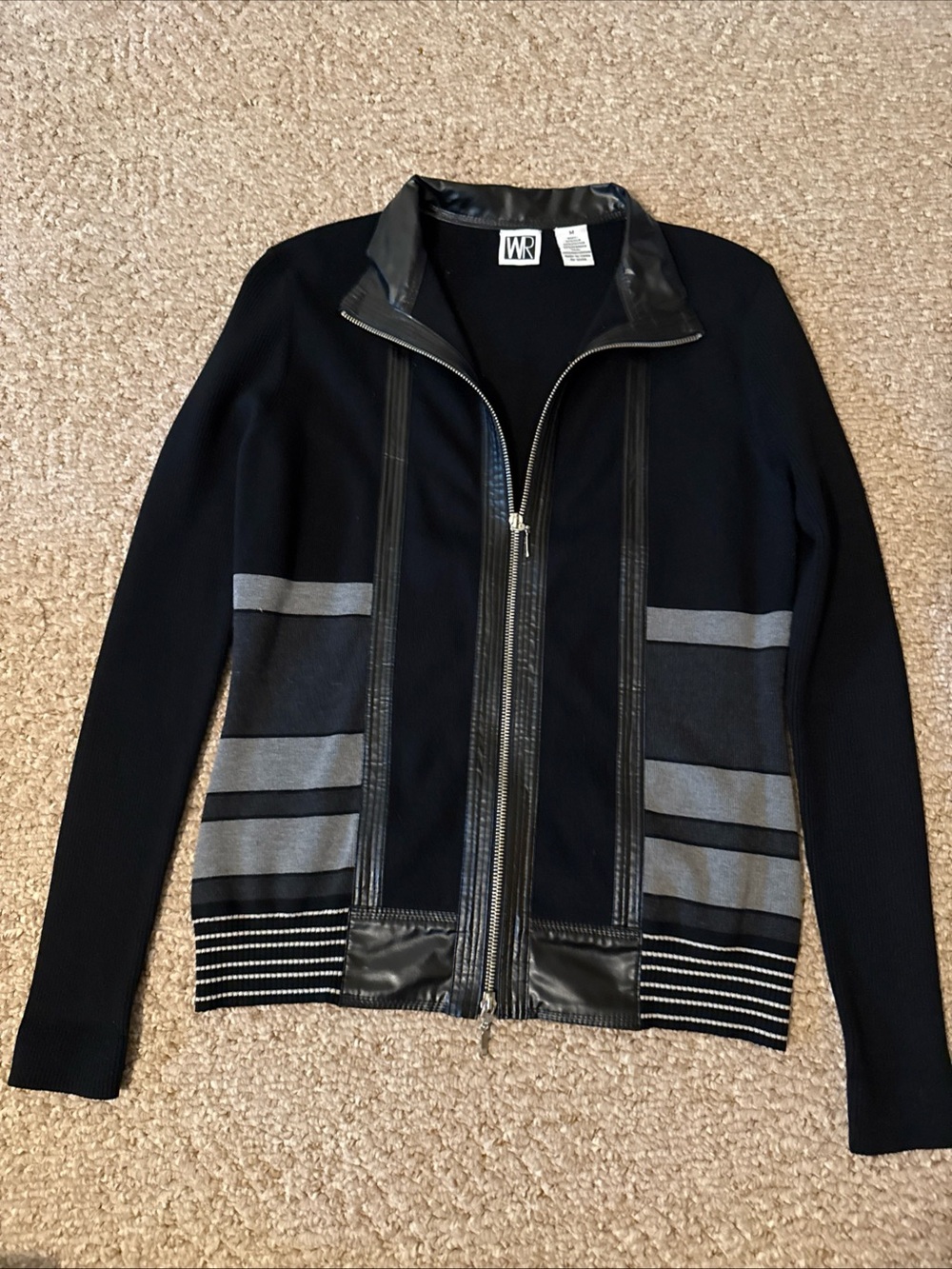 Vintage WR silk blend Black & Gray Zip-Front Men's Jacket